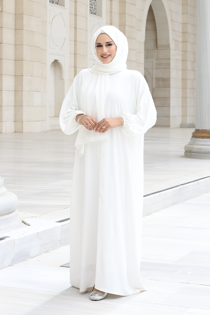 Prayer Dress with Matching Hijab 3857 Ecru