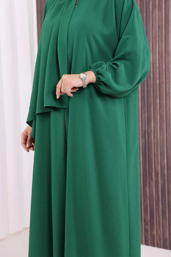 Prayer Dress with Matching Hijab 3857 Emerald