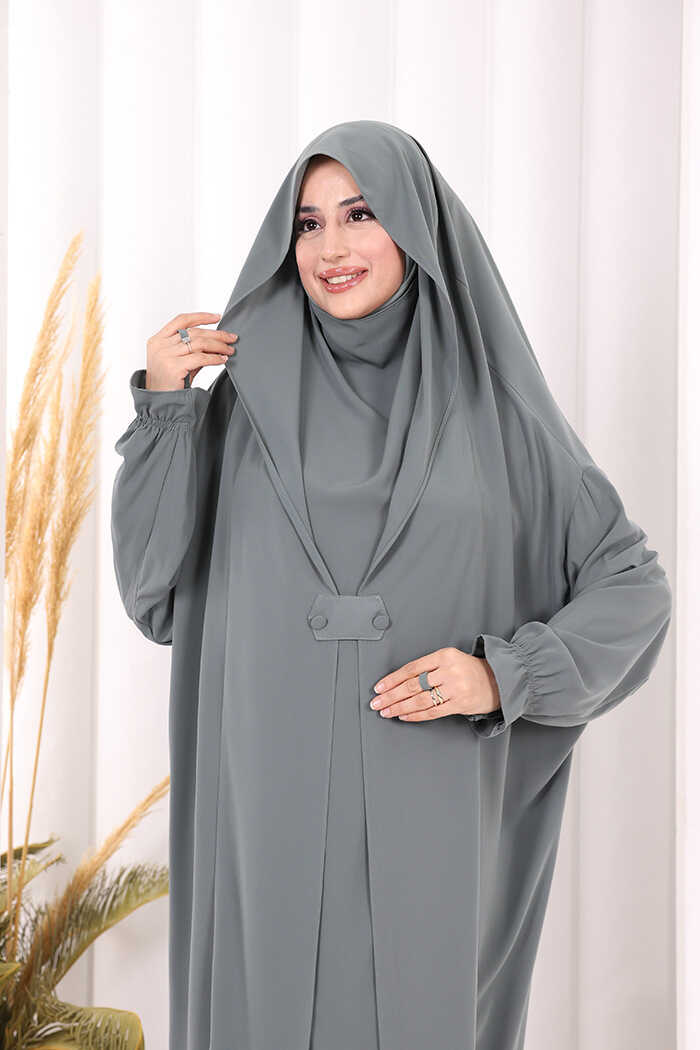 Medina-Fabric Built-In Niqab Ruffle Jilbab 6032 Mint