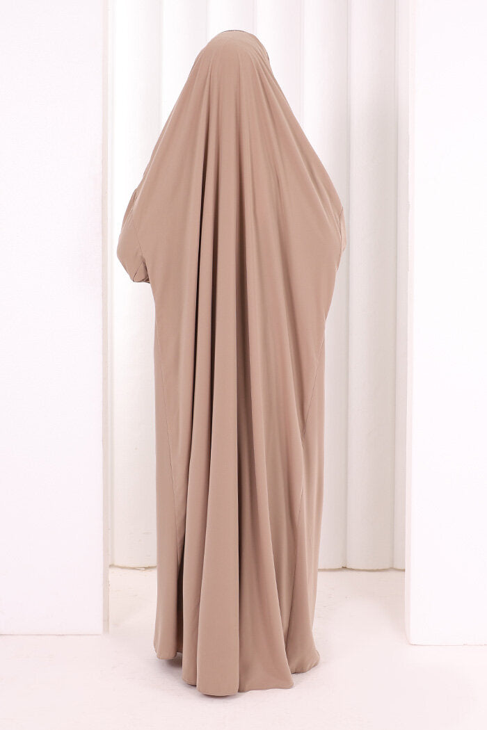 Medina-Fabric Built-In Niqab Ruffle Jilbab 6032 Mink