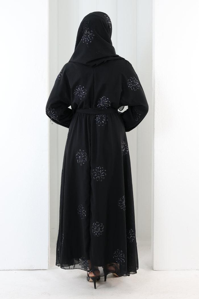 Elastic-Waist Embroidered Dress 7001 Silver