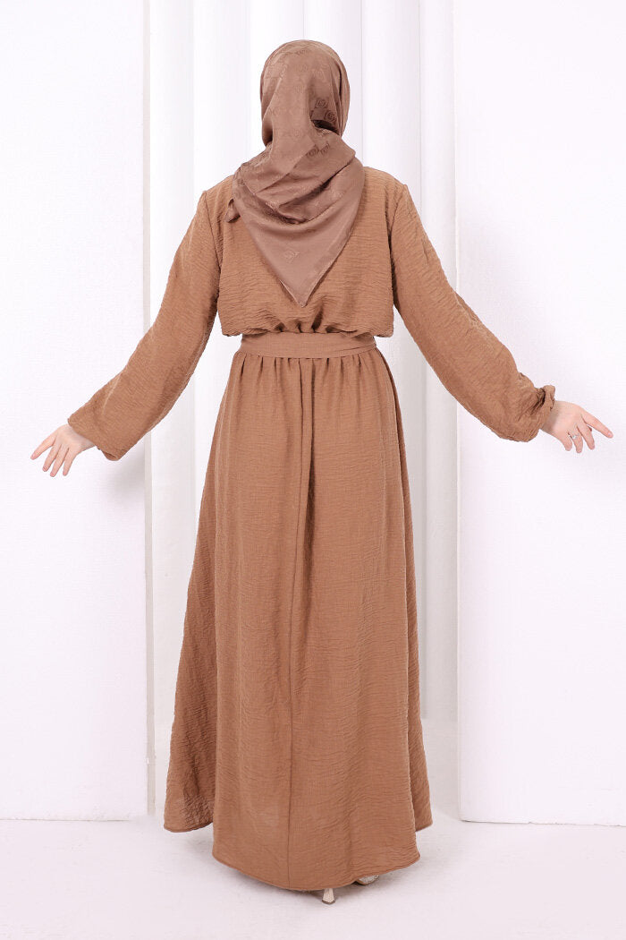 Button-Detailed Dress 6097 Camel