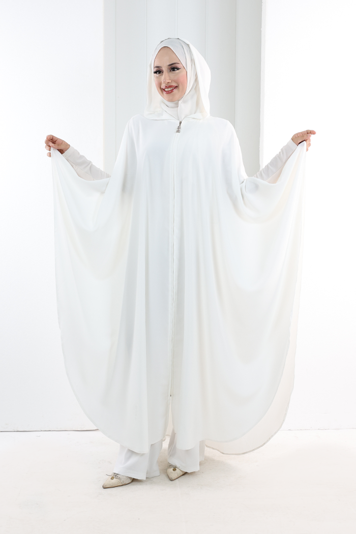 Hooded Zip Cape 7078 Ecru