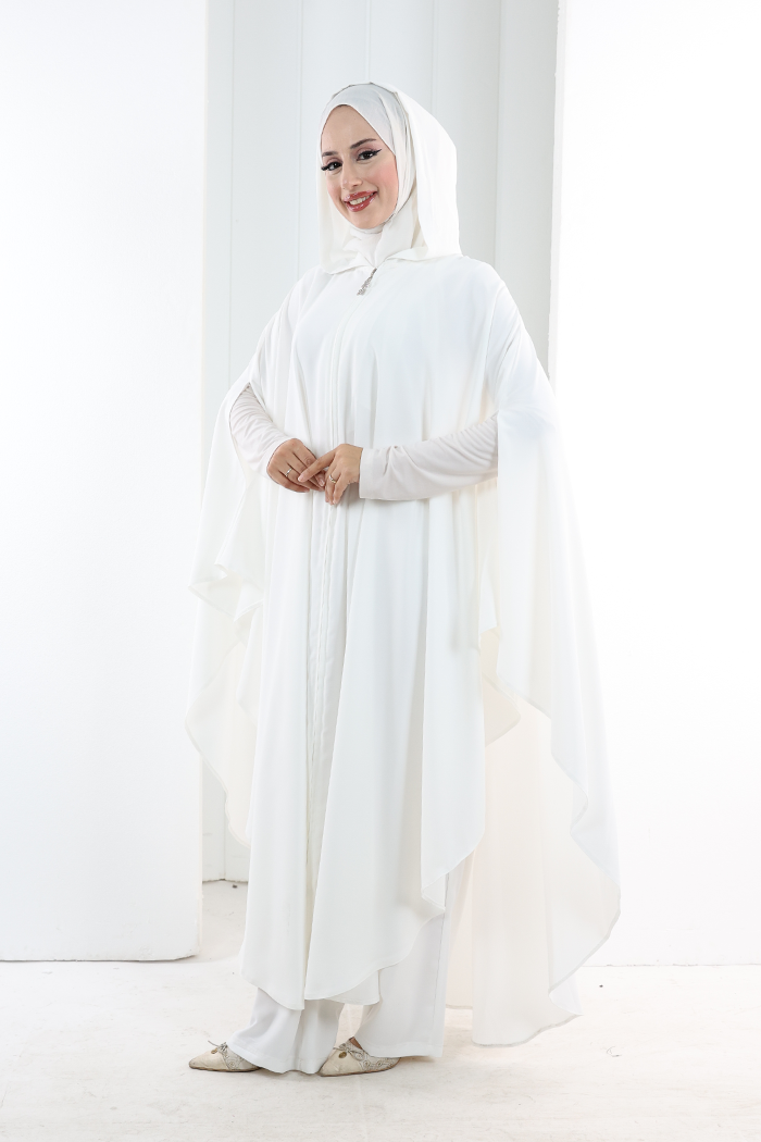 Hooded Zip Cape 7078 Ecru