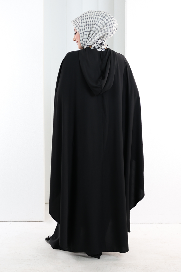 Hooded Zip Cape 7078 Black