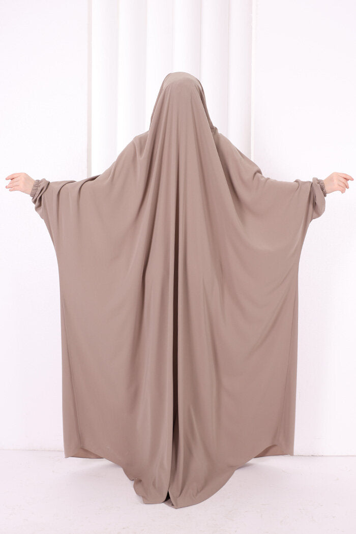 Built-In Niqab Ruffle Jilbab 6096 Mink