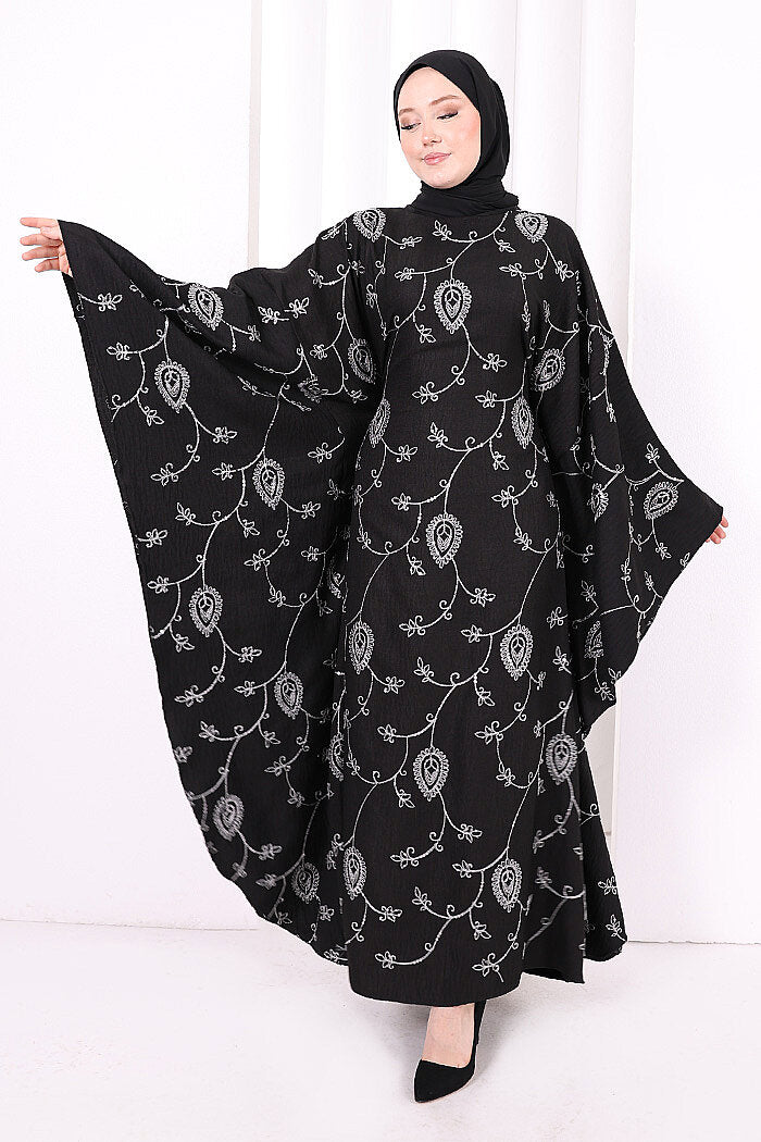 Batwing Embroidered Dress 7084 Ecru