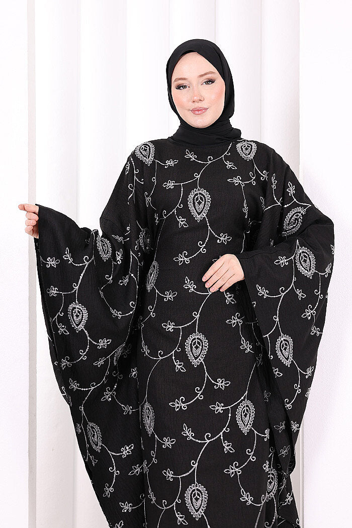 Batwing Embroidered Dress 7084 Ecru