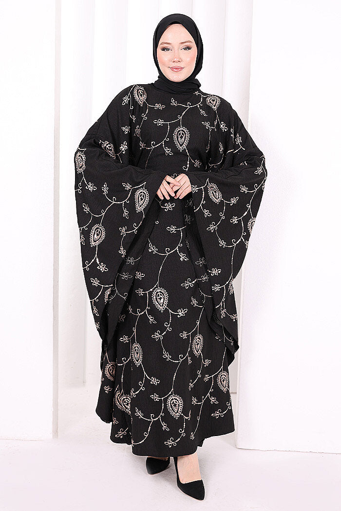 Batwing Embroidered Dress 7084 Mink