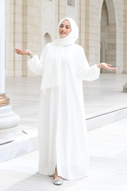 Prayer Dress with Matching Hijab 3857 Ecru - view 3