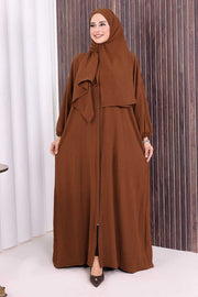 Prayer Dress with Matching Hijab 3857 Brown