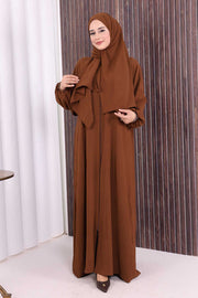 Prayer Dress with Matching Hijab 3857 Brown - view 2