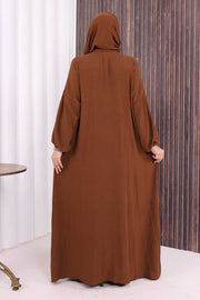 Prayer Dress with Matching Hijab 3857 Brown - view 5