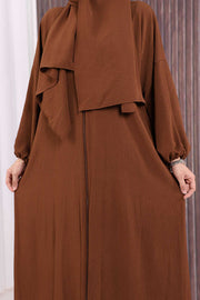 Prayer Dress with Matching Hijab 3857 Brown - view 7
