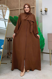 Prayer Dress with Matching Hijab 3857 Brown - view 8