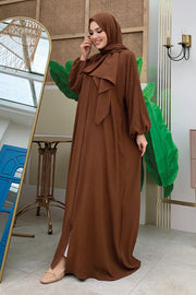 Prayer Dress with Matching Shawl 3857 Brown view 10