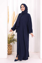 Prayer Dress with Matching Hijab 3857 Navy - view 3