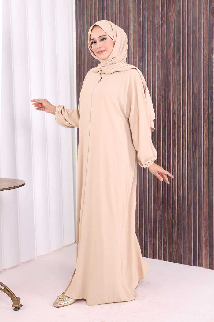 Prayer Dress with Matching Hijab 3857 Stone