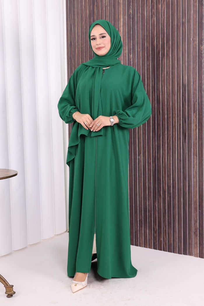Prayer Dress with Matching Hijab 3857 Emerald
