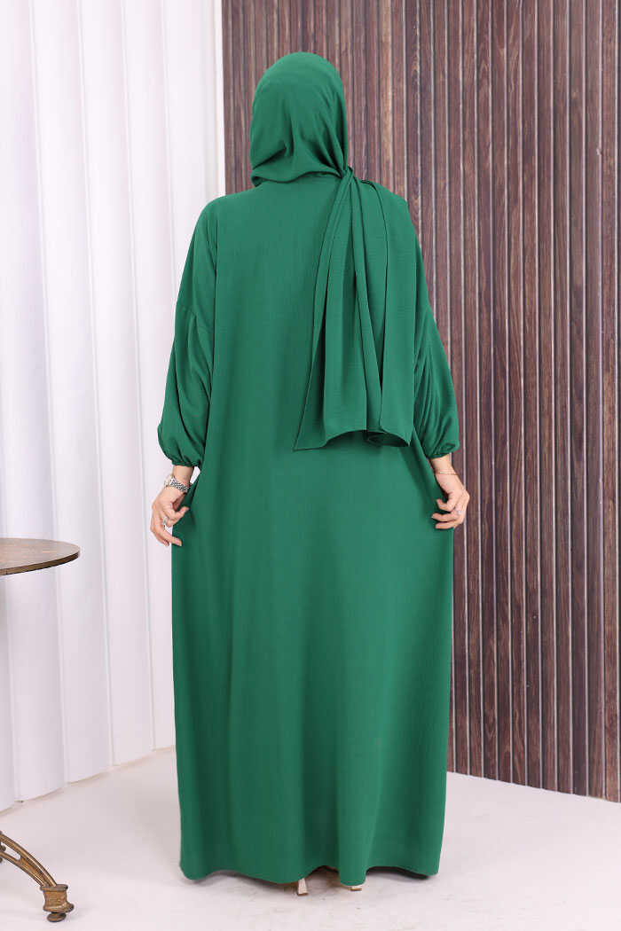 Prayer Dress with Matching Hijab 3857 Emerald