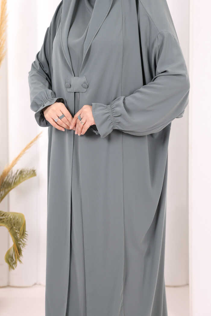 Medina-Fabric Built-In Niqab Ruffle Jilbab 6032 Mint