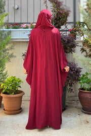 6038 Umrah Dress with Shawl and Niqab – Burgundy, view 2