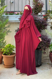 6038 Umrah Dress with Shawl and Niqab – Burgundy, view 3