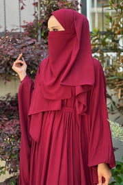 6038 Umrah Dress with Shawl and Niqab – Burgundy, view 4