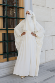 6038 Umrah Dress with Shawl and Niqab – Ecru, view 2