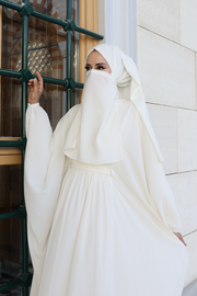 6038 Umrah Dress with Shawl and Niqab – Ecru, view 3