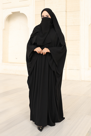 6038 Umrah Dress with Shawl and Niqab – Black, front view