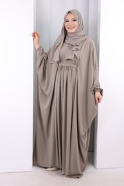 6038 Umrah Dress with Shawl and Niqab – Mink, view 2