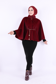 Chain-Belt Batwing Poncho 70032 Burgundy - view 4