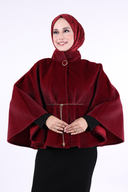 Chain-Belt Batwing Poncho 70032 Burgundy - view 6