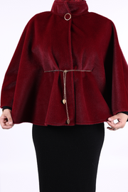 Chain-Belt Batwing Poncho 70032 Burgundy - view 7