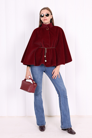 Chain-Belt Batwing Poncho 70032 Burgundy - view 3