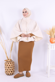 Chain-Belt Batwing Poncho 70032 Stone - view 2