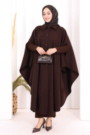 Coat-Fabric Batwing Poncho 70068 Brown - view 1