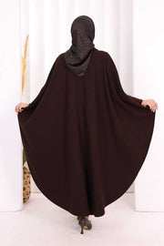 Coat-Fabric Batwing Poncho 70068 Brown - view 4