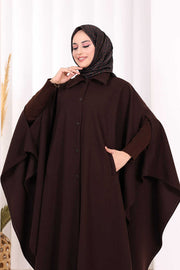 Coat-Fabric Batwing Poncho 70068 Brown - view 5