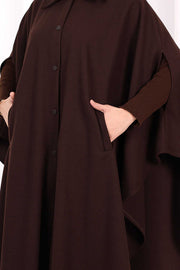 Coat-Fabric Batwing Poncho 70068 Brown - view 6