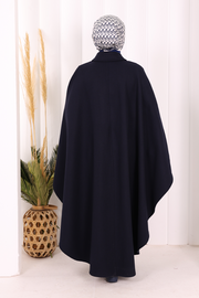 Coat-Fabric Batwing Poncho 70068 Navy - view 4