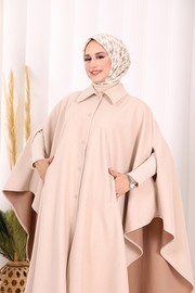 Coat-Fabric Batwing Poncho 70068 Stone - view 4