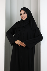 Crystal-Embellished Abaya 7091 Black