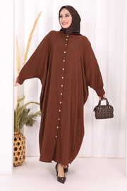 Relaxed Button-Front Dress 7910 Brown - view 2
