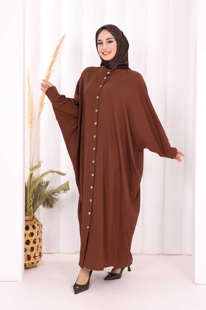 Relaxed Button-Front Dress 7910 Brown - view 1