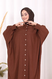 Relaxed Button-Front Dress 7910 Brown - view 3