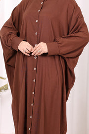 Relaxed Button-Front Dress 7910 Brown - view 4