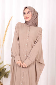 Relaxed Button-Front Dress 7910 Mink - view 1