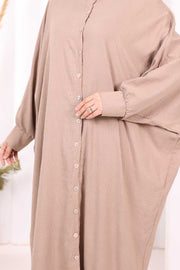 Relaxed Button-Front Dress 7910 Mink - view 2